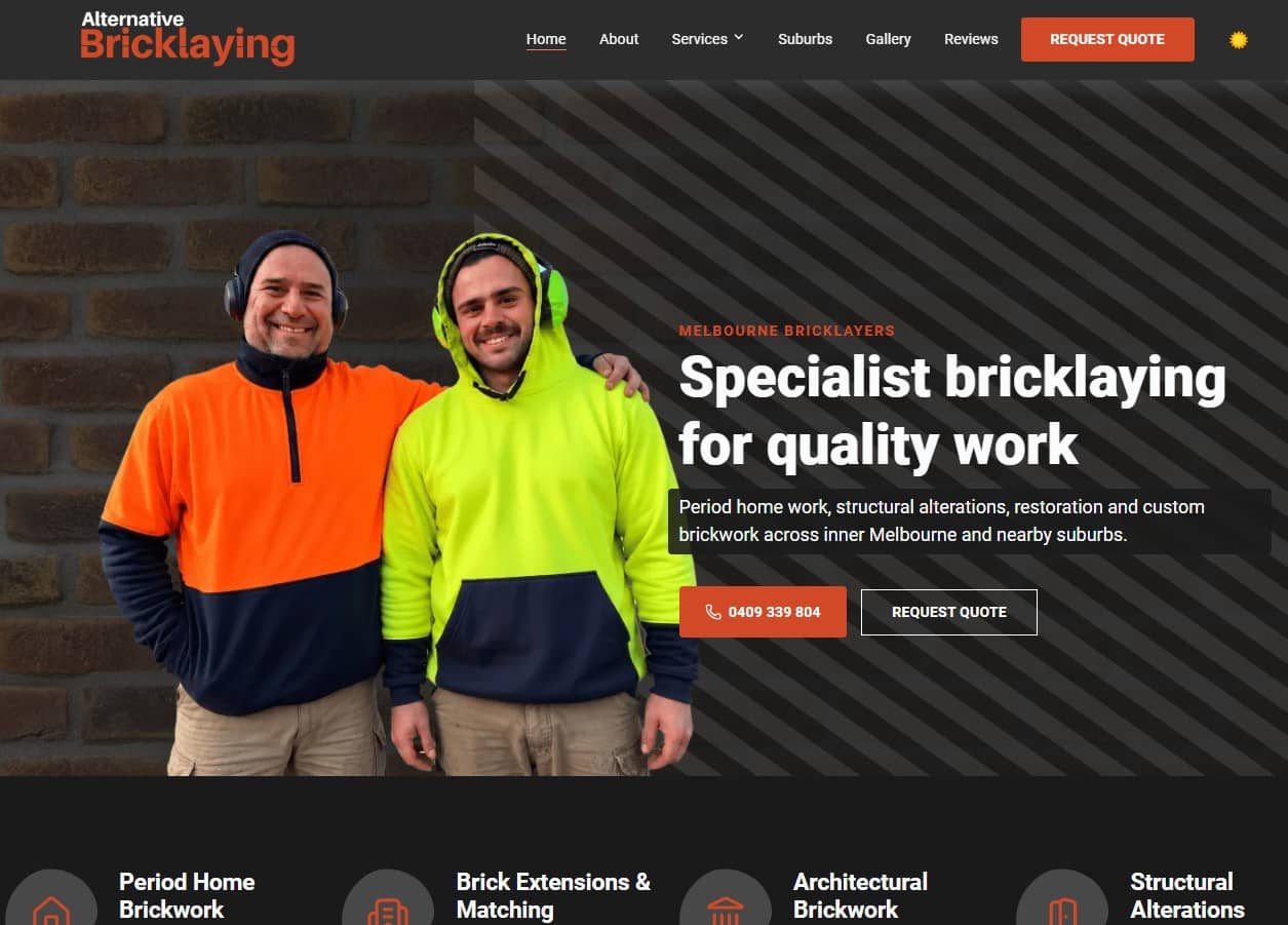 Alternative Bricklaying website screenshot